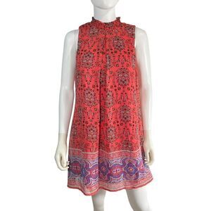 Speechless Orange Mandala Sleeveless Dress Medium